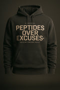PEPTIDES OVER EXCUSES. — hoodie studio (ghost mannequin)